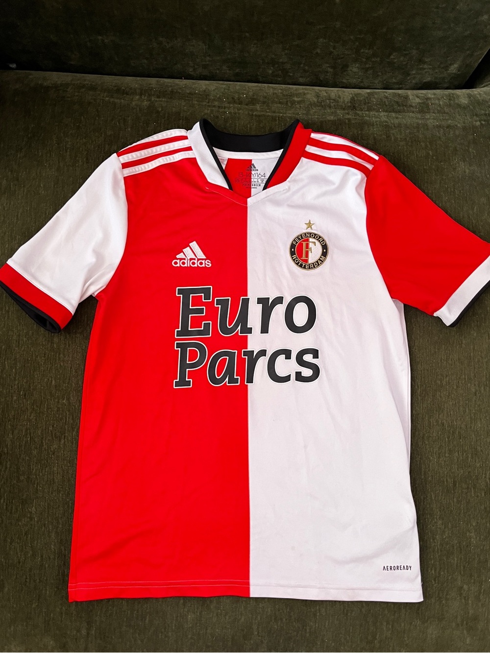 adidas Kids Red & White Soccer Jersey with EuroParcs Logo